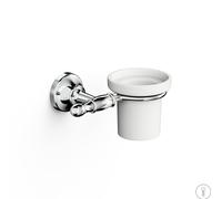 Portabcchiere , dentifricio, Spazzolini da Appendere in Ottone Cromato Collezione 900 Dimensione 18x9,3xh 11,7 cm, bicchiere in ceramica in acciaio inox stile moderno cromo cromo