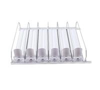 Portabevande auto-spingente, larghezza regolabile, carica a molla, grande capacità, dispenser per bevande per frigoriferi domestici e supermercati, materiale ABS, dimensioni 15 (Bianco)