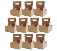 Portabevande - Confezione da dieci robuste scatole di cartone, portabevande pieghevole multiuso, vassoio di trasporto sicuro, portabicchieri da 18x8x24 cm, design resistente al calore | Scatola