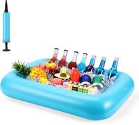 Portabevande da Piscina,Porta Bevande Gonfiabile,Portabottiglie Galleggiante PVC,Portabibite Gonfiabile Adatto per Piscina Estiva, Festa in Spiaggia (blu)