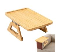 Portabevande Divano Clip in Legno, Antiscivolo, Bracciolo Pieghevole | Portabevande da Sofà Per Caffè Cibo Colazione Snack Mangiare Lavoro Lettura Film TV Ufficio Casa Legno naturale