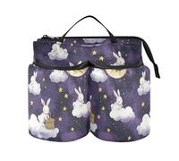 Portabevande per valigia multifunzionale viola nuvole conigli luna accessori da viaggio per valigia accessori da viaggio regalo viaggio donne uomini