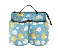 Portabevande regolabile semplice stile fumetto sole nuvole Caddy Bag accessorio tenere due tazze da caffè per viaggiatori del mondo