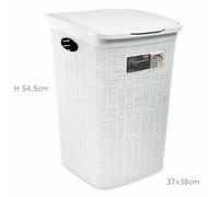Portabiancheria effetto cesto vimini per bagno 50 LT colore bianco