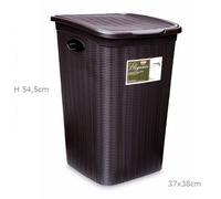 Portabiancheria effetto cesto vimini per bagno 50 LT colore Moka Wengé