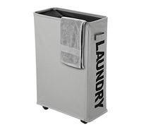 Portabiancheria, IHOMAGIC Cesto Biancheria con Ruote, Cesta del Bucato - Sottile Secchi per la Biancheria Pieghevole per Vestiti sporchi pratico per Casa Lavanderia Dormitorio, 40L, Grigio Chiaro