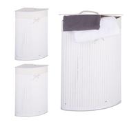 Portabiancheria in bambù Cesto per biancheria angolare 60 L Bianco 60 litri