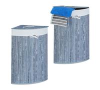 Portabiancheria in bambù Cesto porta biancheria angolare 60 L Grigio 60 litri