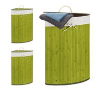Portabiancheria in bambù Cesto porta biancheria angolare 60 L Verde