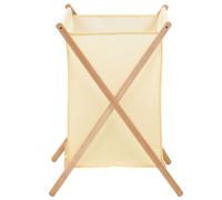 vidaXL Legno di Cedro Portabiancheria in Tessuto Beige 42x41x64 cm Cesto Panni