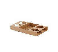 Portabicchiere da asporto - 4 posti - 29 x 17,5 x 3,5 cm - carta kraft - avana -