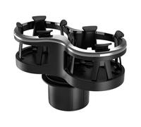 Portabicchieri Auto Doppio per Hyundai New Santa Fe 2019-2024-2026 | Design sdoppiatore 2 in 1, base regolabile, alette elastiche antirumore, fissaggio plancia flessibile