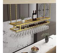 Portabicchieri da appendere al soffitto, color oro, a 2 ripiani, sottosopra, porta calici e mensola decorativa per casa, bar e cucina