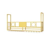 Portabicchieri Da Soffitto A 2 Livelli, Mobiletto Portabottiglie Da Bar Creativo Sospeso, Con Luci E Ripiano In Legno, Capacità Di Carico Di 150 Kg, For Cucina Da Bar Di Casa(Gold,120x30x80cm)