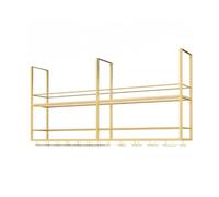 Portabicchieri Da Soffitto Con Luci, Portabottiglie Da Soffitto In Ferro A 2 Livelli, Decorazione For Bar E Caffè, Capacità Di Carico Di 150 Kg, For Calici, Bottiglie Di Vino(Gold,120x30x80cm)