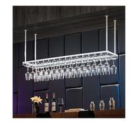 Portabicchieri Da Soffitto, Espositore For Vino Sospeso In Ferro, Portabicchieri/portatazze, Altezza Regolabile 30-60 Cm, Capacità Di Carico 80 Kg, For Bar E Cucina Di Casa(White,120x35x60cm)