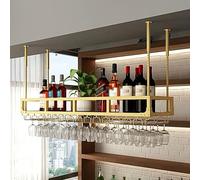 Portabicchieri da soffitto, portabicchieri da soffitto regolabile in altezza da 11,8 a 23,6 pollici con portabicchieri, espositore per vino, per bar, caffetteria, cucina (colore: oro, dimens