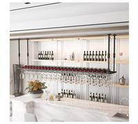 Portabicchieri da soffitto - Portabottiglie regolabile da appendere e scolapiatti per casa, bar e sala da pranzo, design salvaspazio, finitura nera