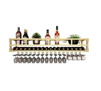 Portabicchieri da vino con illuminazione a LED e mensole da bar con ripiano inferiore in vetro, mensola moderna per bevande