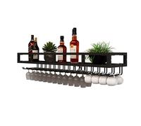 Portabicchieri da vino con illuminazione a LED e mensole da bar con ripiano inferiore per bicchieri da vino, scaffale moderno per bevande
