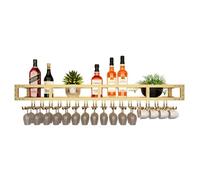 Portabicchieri da vino con illuminazione a LED e mensole da bar con ripiano inferiore per bicchieri da vino, scaffale moderno per bevande