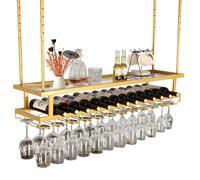 Portabicchieri da vino da appendere, da soffitto, regolabile, 24 ~ 79 cm, portabottiglie di vino da cucina, colore oro