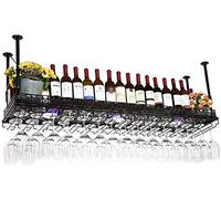 Portabicchieri da vino da appendere porta bicchieri da vino in altezza regolabile in metallo ferro arte calici organizer decorazione mensola per bar, ristoranti, cucine, nero (colore: 80 x 35 cm)