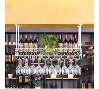 Portabicchieri da vino da soffitto Iron Art Sottosopra, portabottiglie da appendere in stile semplice vintage per bar, ristoranti, cucine Decorazione Scaffale (Colore: Bianco, Dimensioni: 10