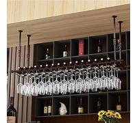 Portabicchieri da vino da soffitto | Portabottiglie da vino nero | Porta calici da appendere moderni Porta bicchieri da vino Bar per la casa Mensola portaoggetti decorativa, Altezza regolabi