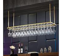 Portabicchieri da vino dorato da appendere al soffitto, sotto il ripiano per cucina, bar e ristorante, in metallo, da appendere (60 x 25 x 21 cm)