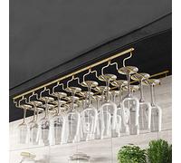 Portabicchieri da vino in acciaio inox 304 in metallo da appendere per cucina, bar e pub - ripiano sotto armadietto per calici da champagne (91 x 28 x 5,5 cm)
