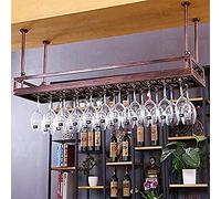 Portabicchieri da vino in ferro retrò europeo da appendere a testa in giù per bottiglie di birra, porta calici, per bar, ristorante, cucina, bronzo, 80 x 35 cm