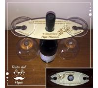 Portabicchieri da vino in legno con incisione personalizzata “Festa del Papà"