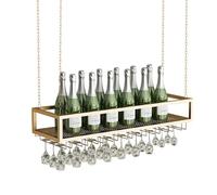 Portabicchieri da vino in metallo con ripiano galleggiante per vino, scaffale vintage per bar, ristorante e caffetteria, scaffale da parete con supporto in metallo, 100 x 25 x 20 cm