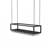 Portabicchieri da vino industriale da appendere con supporto regolabile in altezza e mensola portabottiglie da soffitto per calici e tazze da appendere dal soffitto.
