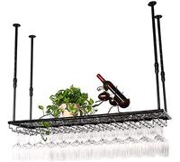 Portabicchieri da vino nero regolabile in altezza da appendere porta bicchieri da vino in metallo ferro arte calici mensola organizer per bar, ristoranti, cucine (colore: 100 x 35 cm)