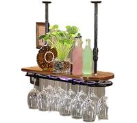 Portabicchieri da vino per casa soggiorno porta bicchieri da vino in legno massello bar bancone gancio per vetro calici sottosopra per bar cucina (colore: nero Dimensioni: 102 x 28 cm)