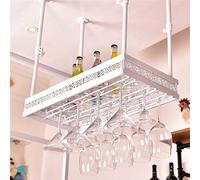 Portabicchieri da vino Portabicchieri Appeso Wine Rack Bar Sottosopra Racchetta Ferro Battuto Appeso Portabicchieri Nero L60Xw32cm