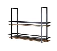 Portabicchieri da vino, portabottiglie rustico da soffitto, portabottiglie industriale sospeso a 2 livelli con ringhiera, portabottiglie da parete, per cucina da bar e ristorante (Colore: ne