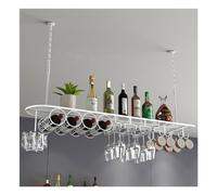 Portabicchieri da Vino Regolabile sospeso con portabicchieri sottostante - Bianco, 100x25 cm - Ideale per Bar di casa, Sala da Pranzo, Cucina - Ripiani per liquori da Mini Bar - Sa