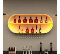 Portabicchieri da Vino Rustico da soffitto, Regolabile, per Diversi Tipi di calici, Moderno portabottiglie da Parete con Luce LED, portabicchieri da Vino Galleggiante Industriale di Grande c