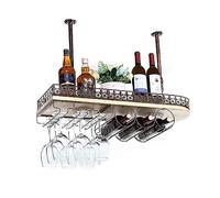 Portabicchieri e portabicchieri montati a soffitto, mensola industriale regolabile per il portabicchieri da vino a 2 strati in metallo appeso perfetto per la cucina del bar e caffè (Colore: