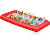 Portabicchieri gonfiabile,Tavolo Bar Piscina Portabibite Gonfiabile Portabevande 2-in-1 Vassoio Galleggiante per Supportare La Tazza Bottiglia Spuntini Bevanda Bibità Vino Birra (Rosso)