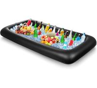 Portabicchieri gonfiabile,Tavolo Bar Piscina Portabibite Gonfiabile Portabevande 2-in-1 Vassoio Galleggiante per Supportare La Tazza Bottiglia Spuntini Bevanda Bibità Vino Birra (nero)