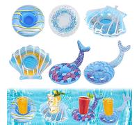 Portabicchieri Gonfiabili, Saijer Portabibite Gonfiabile Set Porta Bevande Gonfiabili per Piscina Gonfiabili Piscina Vassoio Galleggiante Accessori Galleggianti per Feste Piscina Spiaggia Bagno 6PCS