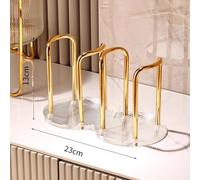 Portabicchieri in acrilico, trasparente, salvaspazio, per cucina e ufficio, impilabile invertito, porta tazze (doppio sedile, oro)