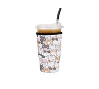 Portabicchieri isolati riutilizzabili in neoprene per bevande fredde per caffè Starbucks, McCafe, Dunkin Donuts, Tim Hortons e molto altro ancora, Lucky Cat-Large