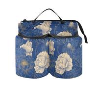 Portabicchieri multifunzionale blu navy oro peonia floreale da viaggio accessori da viaggio regali da viaggio per assistenti di volo uomini d'affari viaggiatori