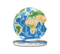 Portabicchieri per auto con stampa della mappa del mondo Earth View, sottobicchieri in ceramica con base in sughero per casa, cucina, ufficio, feste, decorazioni per la tavola, accessori per auto, con