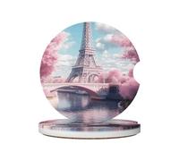 Portabicchieri per auto con stampa della Torre Eiffel di Parigi romantica, sottobicchieri in ceramica con base in sughero per casa, cucina, ufficio, feste, decorazioni per la tavola, accessori per aut
